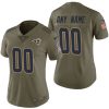 Woman's Los Angeles Rams Olive 2017 Salute to Service Limited Customized Jersey - Replica