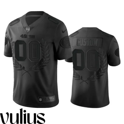 49ers Custom Jersey, Black Men's, MVP Platinum Stitched Jersey - Replica