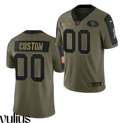 49ers Custom Jersey, Olive Men's, 2021 Salute To Service Jersey - Replica