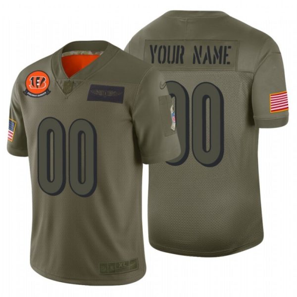 Custom Bengals Jersey for Men #00 Custom Cincinnati Bengals Camo 2019 Salute to Service Limited Jersey