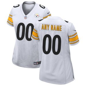 Custom Steelers Jersey for Women White Pittsburgh Steelers Custom Game Jersey