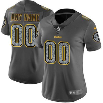 Custom Steelers Jersey for Women Pittsburgh Steelers Customized Gray Static Vapor Untouchable