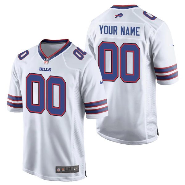 Men's Buffalo Bills Game Road Jersey - White - Custom - Replica