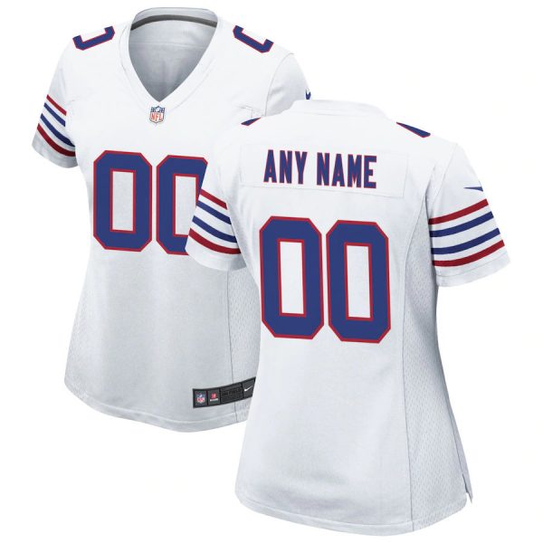 Woman's Buffalo Bills Alternate Custom Game Jersey - White - Replica