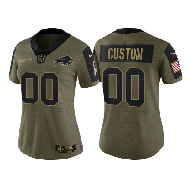 Woman's Custom Buffalo Bills Olive 2021 Salute To Service Limited Jersey - Replica