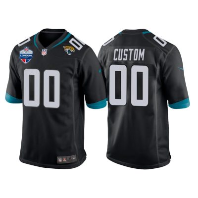 Custom Jaguars Jersey for Men Jacksonville Jaguars Custom Black 2021 London Games Patch Game Jersey