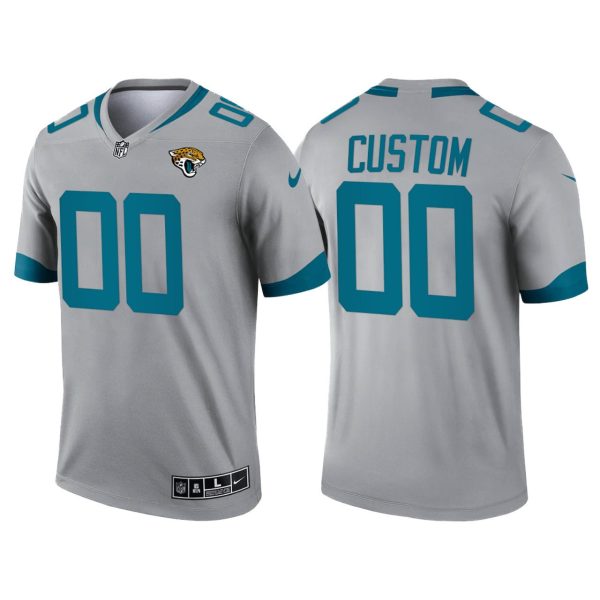 Custom Jaguars Jersey for Men Jacksonville Jaguars #00 Custom 2021 Inverted Legend Jersey - Silver