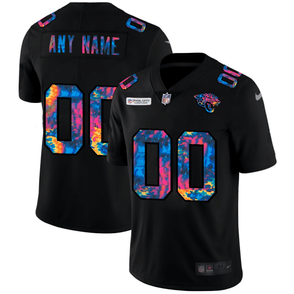 Custom Jaguars Jersey for Men Jacksonville Jaguars Custom Multi-Color Black 2020 Crucial Catch Vapor Untouchable Limited Jersey