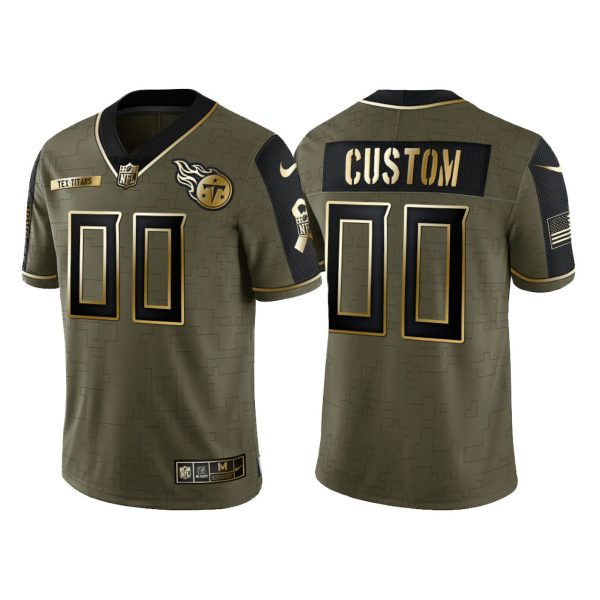 Men's Custom #00 Tennessee Titans 2021 Salute To Service Golden Limited Jersey - Olive - Replica