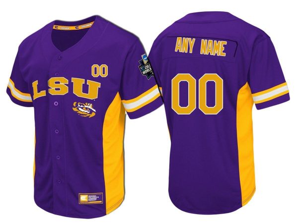 Men's LSU Tigers Purple Custom Baseball Jersey , Baseball Uniform - Replica