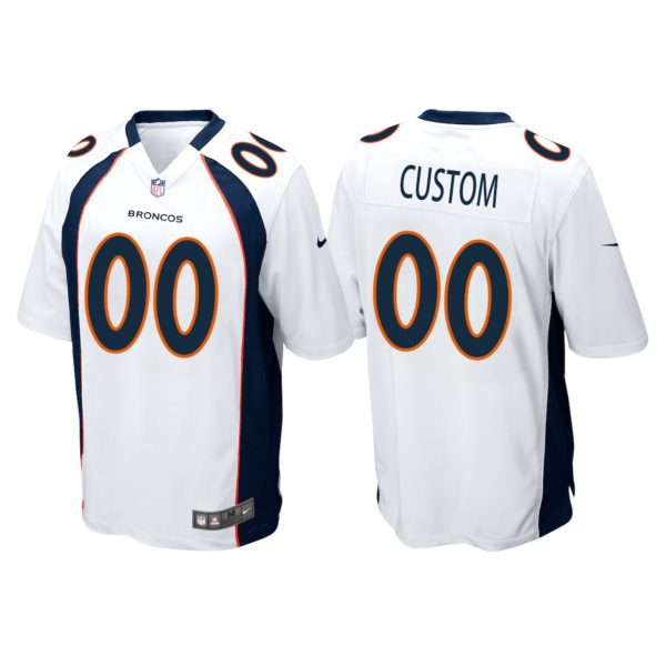 Men's Custom Denver Broncos White Game Jersey - Replica