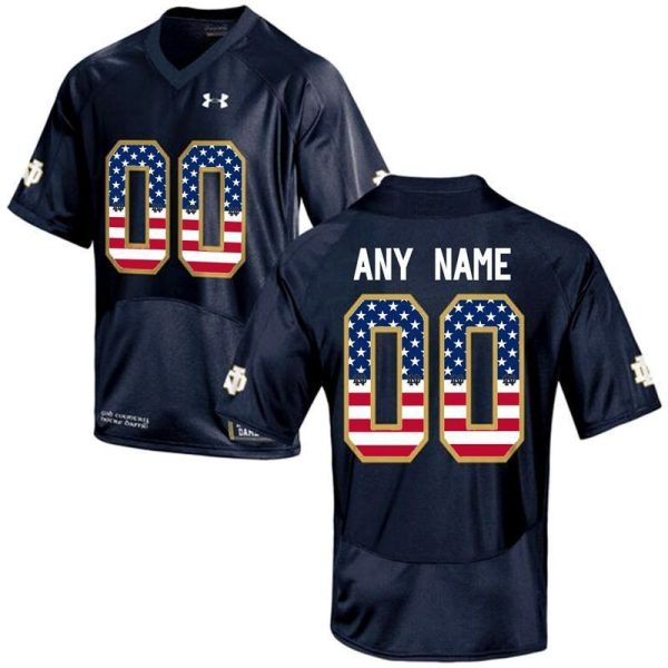 Men's Notre Dame Fighting Irish Navy Blue Custom College Football Limited Jersey , Notre Dame Football Jersey Custom - Replica