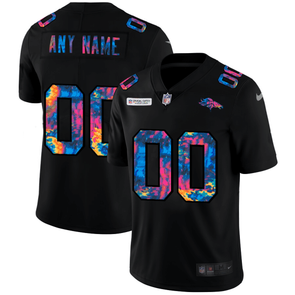 Men's Denver Broncos Custom Multi-Color Black 2020 Crucial Catch Vapor Untouchable Limited Jersey - Replica