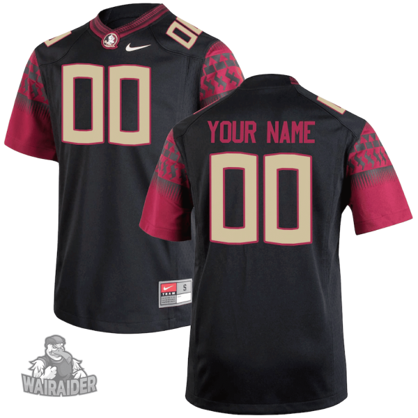 Men's Florida State Seminoles Black Customized Football Jersey, Custom NCAA Jersey - Replica