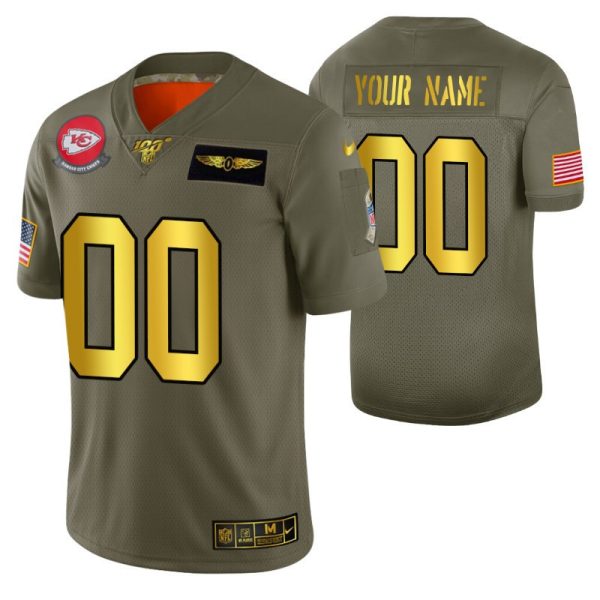 Custom Chiefs Jersey for Men 100th Season Kansas City Chiefs Custom 2019 Salute to Service Jersey