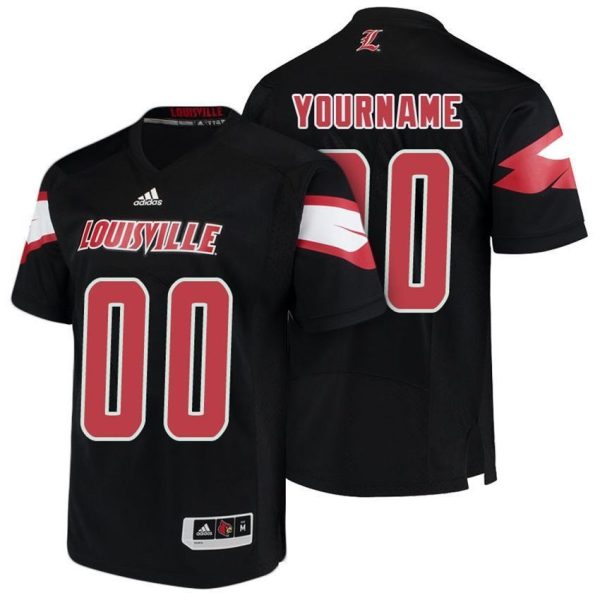 Men's Louisville Cardinals Black College Football Custom Jersey - Replica