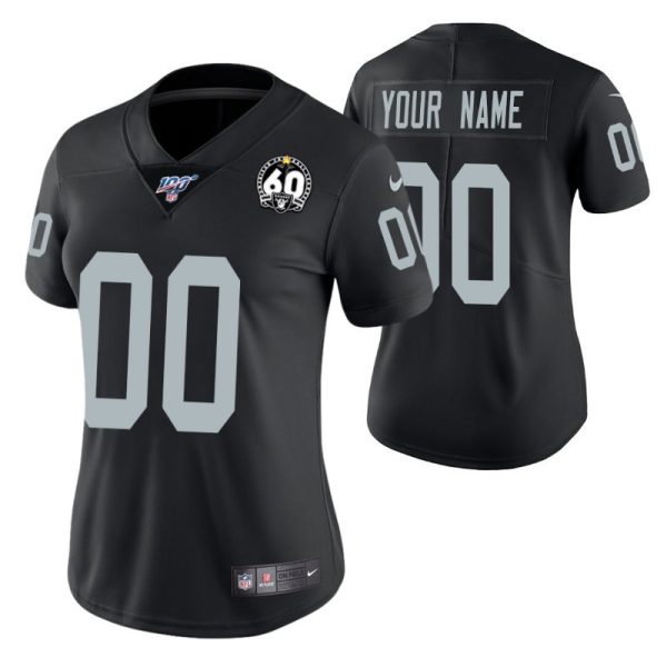 Woman's Las Vegas Raiders Custom Black 60th Anniversary Vapor Limited Jersey - Replica