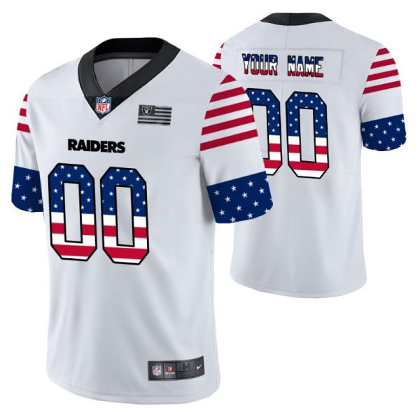 Men's Las Vegas Raiders Custom White Independence Day Vapor Limited Jersey - Replica