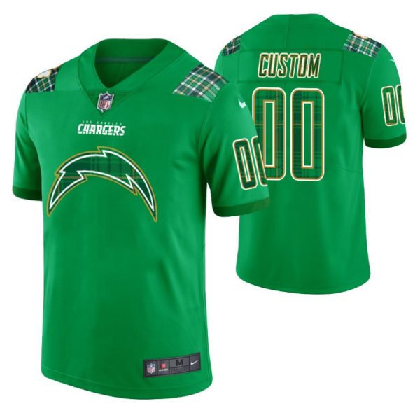 Men's - Los Angeles Chargers Custom Kelly Green St. Patrick's Day Jersey - Replica