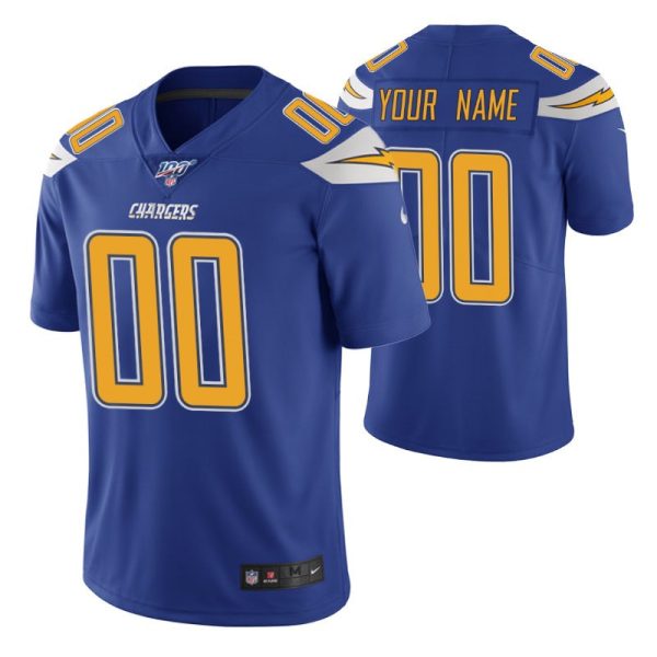 Men's Los Angeles Chargers Custom Jersey - 100th Season Royal Color Rush Edition - Replica