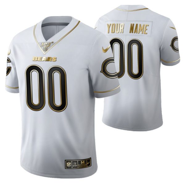 Men's Chicago Bears Custom 100th Season Jersey - White Vapor Limited Golden Edition - Replica