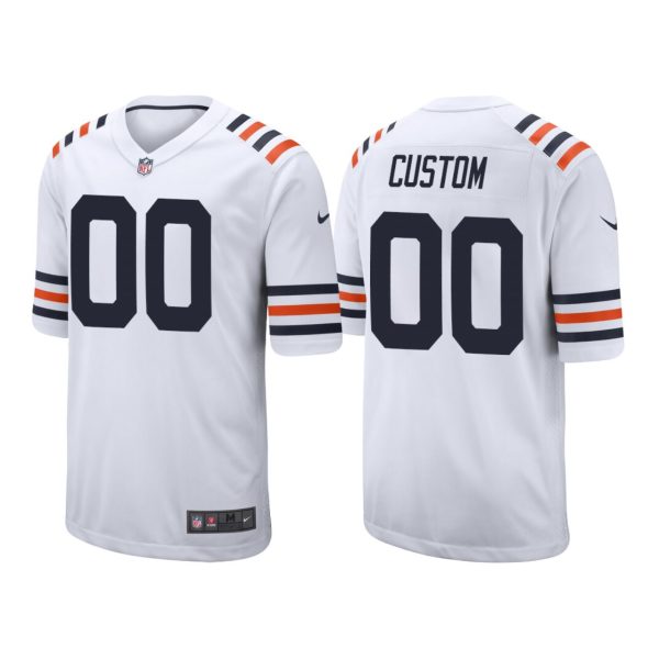 Men's Custom Chicago Bears White Alternate Game Classic Jersey - Replica