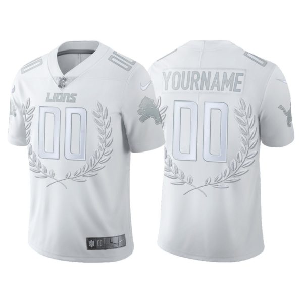 Men's Detroit Lions #00 Custom White Vapor Limited Platinum Jersey - Replica