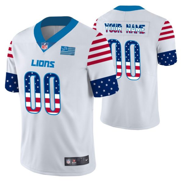 Men's Detroit Lions Custom White Independence Day Vapor Limited Jersey - Replica