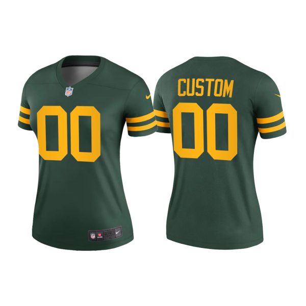 Woman's Custom Green Bay Packers 2021 Throwback Legend Jersey - Green - Replica