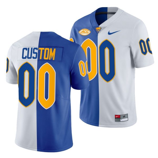 Custom Pitt Football Jersey for Men Pitt Panthers Custom 00 Jersey Royal White 2021-22 Split Edition Limited Football Uniform