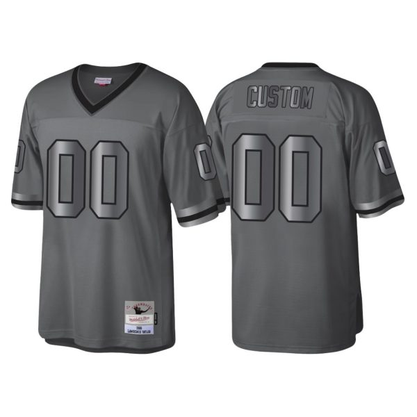 Men's New York Giants #00 Custom Charcoal Throwback Retired Player Metal Legacy Jersey - Replica