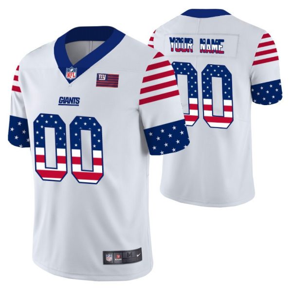 Men's New York Giants Custom White Independence Day Vapor Limited Jersey - Replica