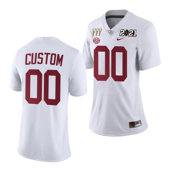 Custom Alabama Jersey for Woman Custom Alabama Crimson Tide 3X CFP National Championship Jersey White Limited - Replica