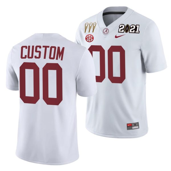 Men's Custom Alabama Crimson Tide 3X CFP National Championship Jersey White Winner - Replica