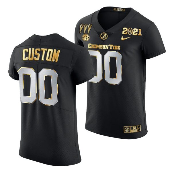 Custom Alabama Jersey for Men Custom Alabama Crimson Tide 3X CFP National Championship Jersey Black Golden Limited - Replica