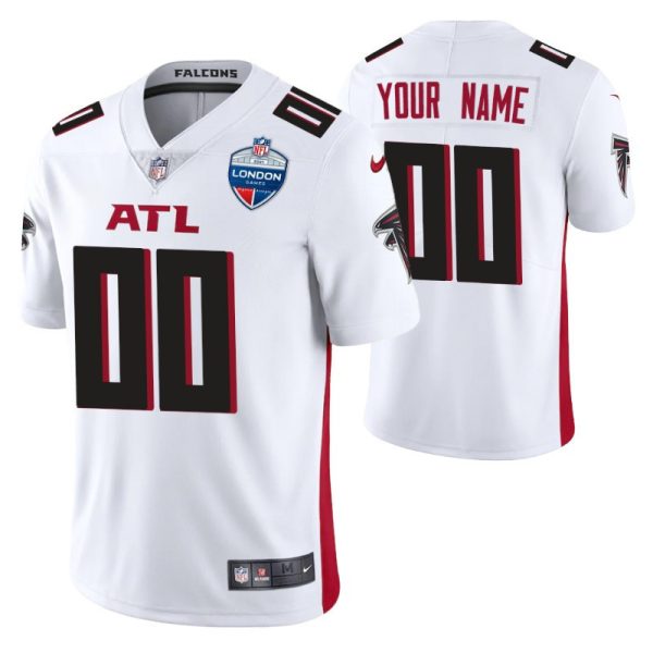 Men's Atlanta Falcons #00 Custom White 2021 London Game Jersey - Replica