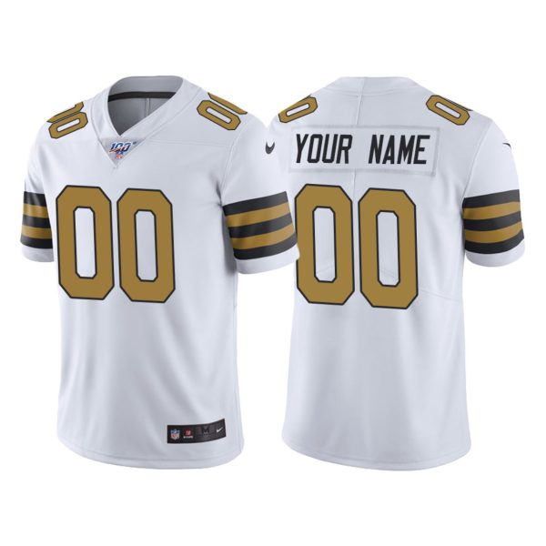 Saints Custom Jersey for Men New Orleans Saints 100th Season #00 Custom White Color Rush Jersey