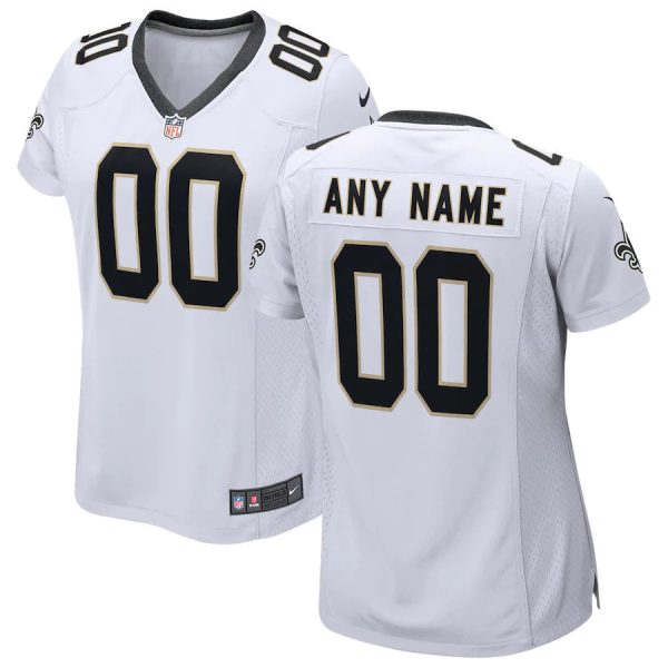 Saints Custom Jersey for Women New Orleans Saints Road Custom Game Jersey - White