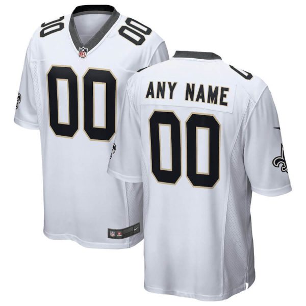 Saints Custom Jersey for Men's New Orleans Saints Road Custom Game Jersey - White -