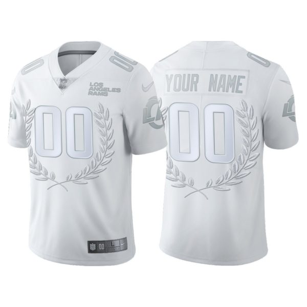 Men's Los Angeles Rams Custom White MVP Platinum Limited Jersey - Replica