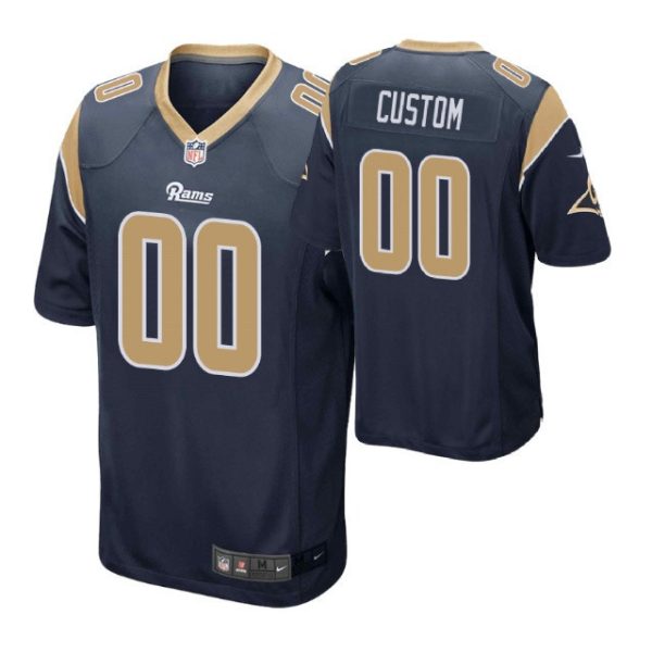 Men's - Los Angeles Rams #00 Custom Navy Game Jersey - Replica