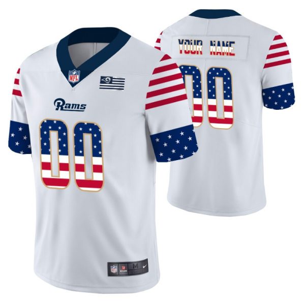 Men's Los Angeles Rams Custom White Independence Day Vapor Limited Jersey - Replica