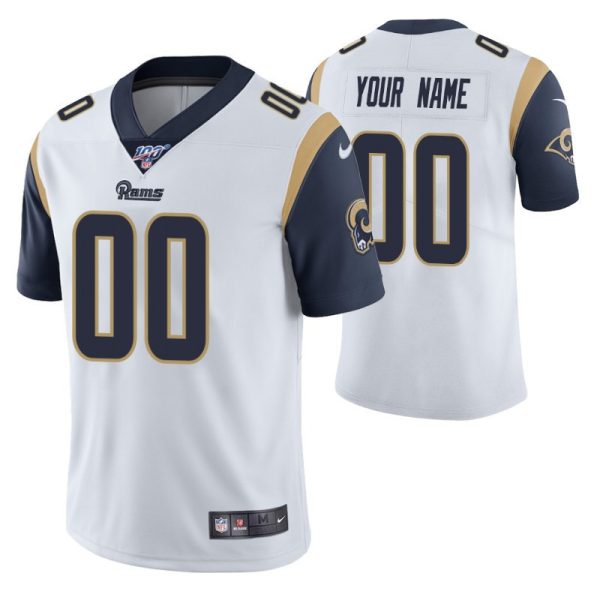 Men's Los Angeles Rams Custom White 100th Season Limited Jersey - Replica