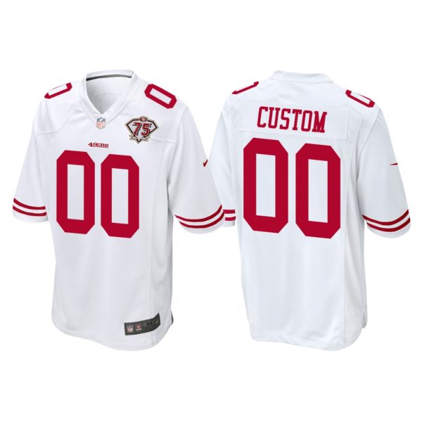 Men's Custom San Francisco 49ers White 75th Anniversary Game Jersey - Replica