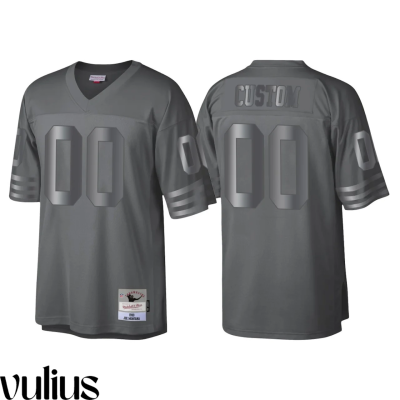 49ers Custom Jersey, Charcoal Men's, Throwback Retired Player Metal Legacy Jersey - Replica