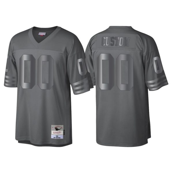 Men's San Francisco 49ers #00 Custom Charcoal Throwback Retired Player Metal Legacy Jersey - Replica