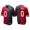 Men's San Francisco 49ers Custom Split Two Tone Game Jersey - Red Black - Replica