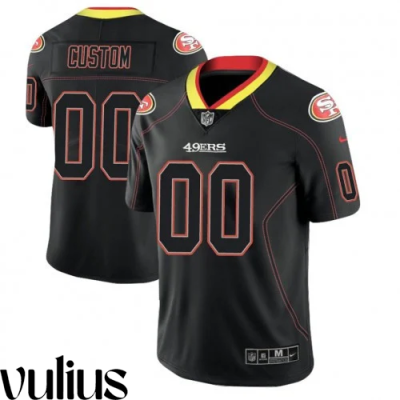 49ers Custom Jersey, Black Men's, 2018 Lights Out Color Rush Limited Jersey - Replica