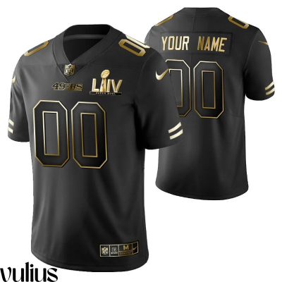 49ers Custom Jersey, Black Men's, Super Bowl LIV Vapor Limited Golden Edition Jersey - Replica