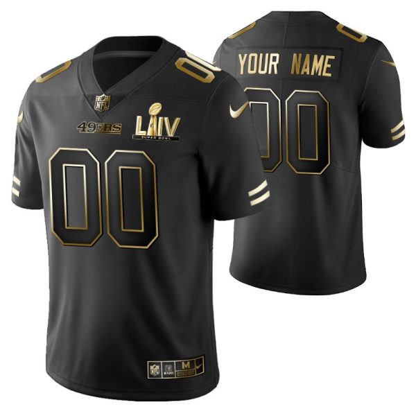 Men's Custom San Francisco 49ers Super Bowl LIV Black Vapor Limited Golden Edition Jersey - Replica